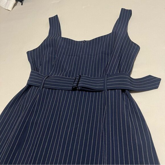 Banana Republic Factory 6P Navy Pinstripe Sleeveless Midi Dress - Picture 2 of 7